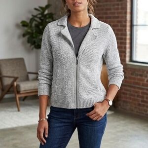 5 For $25✨️Hollister Womens Large Grey Zipup Sweater Longsleeved Top Like New